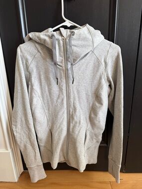 lululemon athletica Heather Light Gray Full-Zip Hooded Scuba Jacket